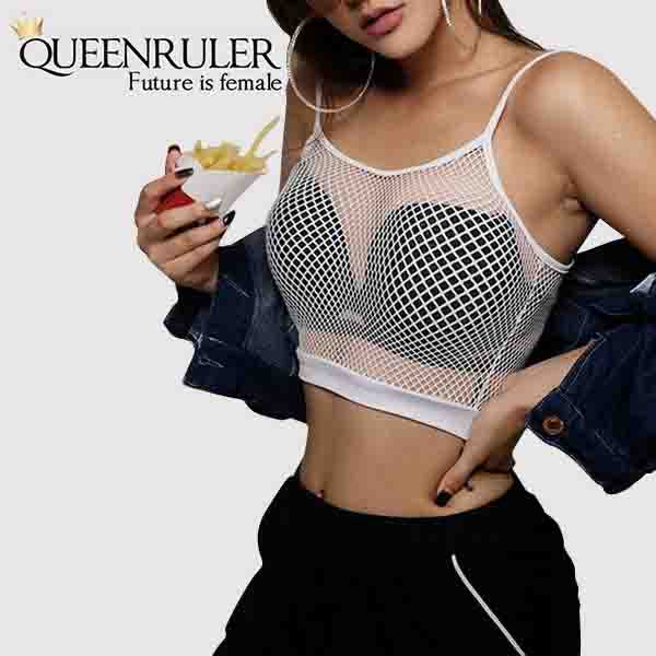 Sexy women Mesh Sports Bra (White) - Queenruler