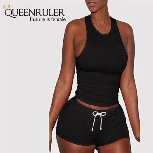 Racer Back Yoga Set (Black) - Queenruler