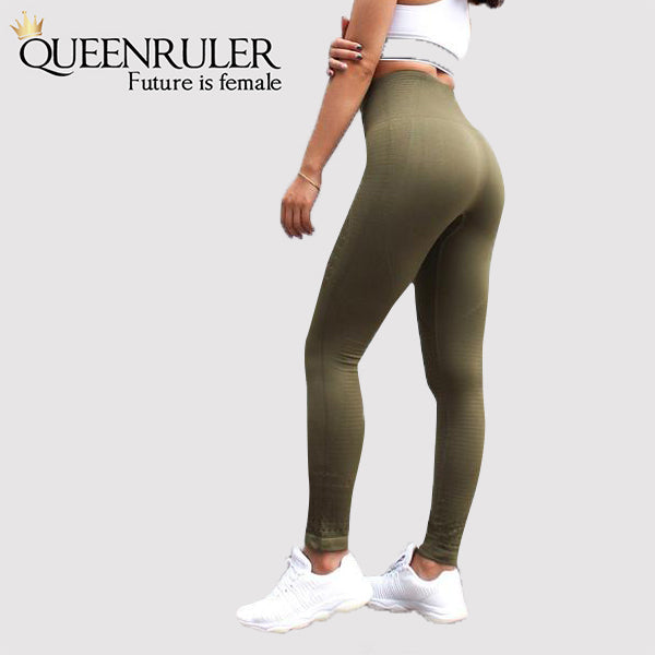 Seamless Tummy Control Leggings (Olive) - Queenruler