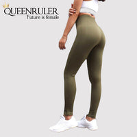 Seamless Tummy Control Leggings (Olive) - Queenruler