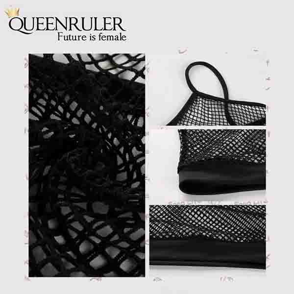 Sexy women Mesh Sports Bra (Black) - Queenruler