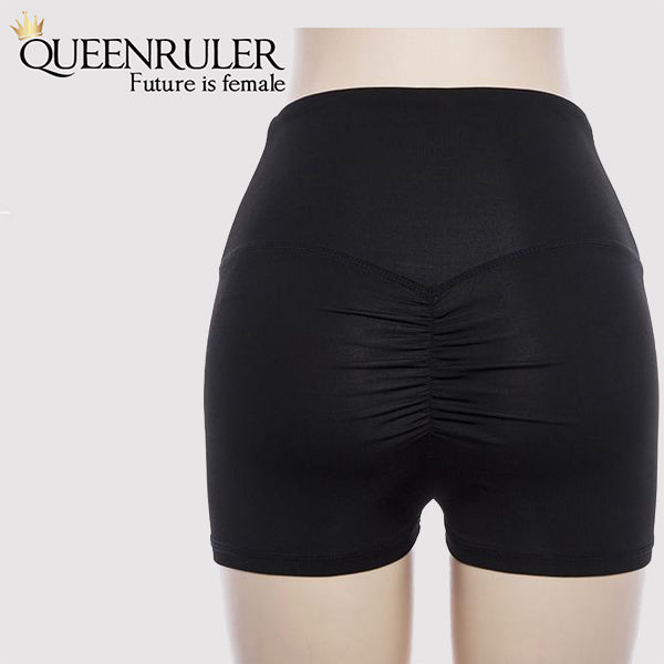 High Waist Push Up Shorts (Black) - Queenruler