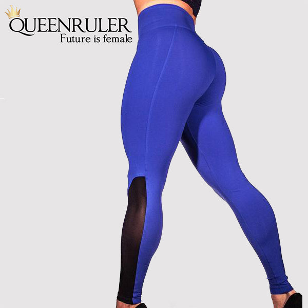 Back View Mesh Push Up Leggings (Blue) | Queensruler