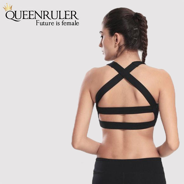 Cross Strap Workout Bra (Black) - Queenruler