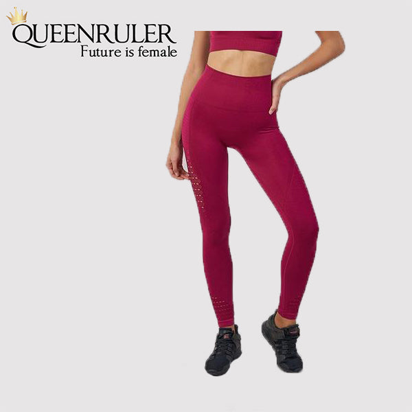 Seamless Tummy Control Leggings (Wine Red) - Queenruler