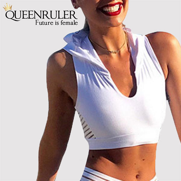 Breathable Athletic Vest Hoodie (White) - Queenruler
