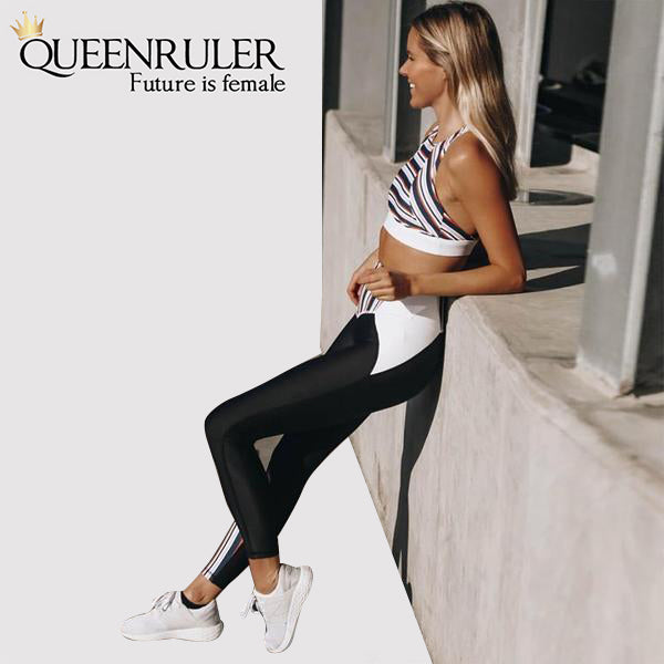 Two Piece Stripe Sports Wear - Queenruler