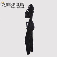 2 Piece Long Sleeve Athletic Set (Black) - Queenruler