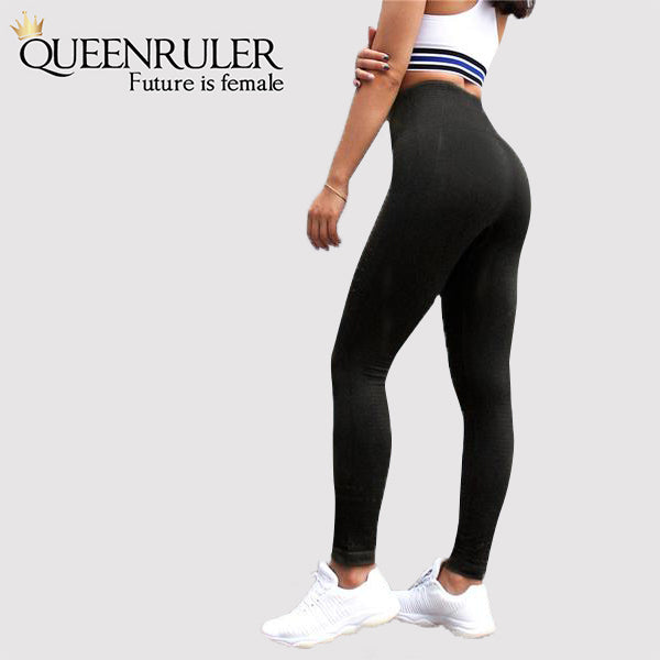 Seamless Tummy Control Leggings (Black) - Queenruler