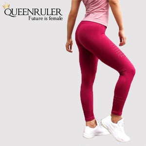 Seamless Tummy Control Leggings (Wine Red) - Queenruler