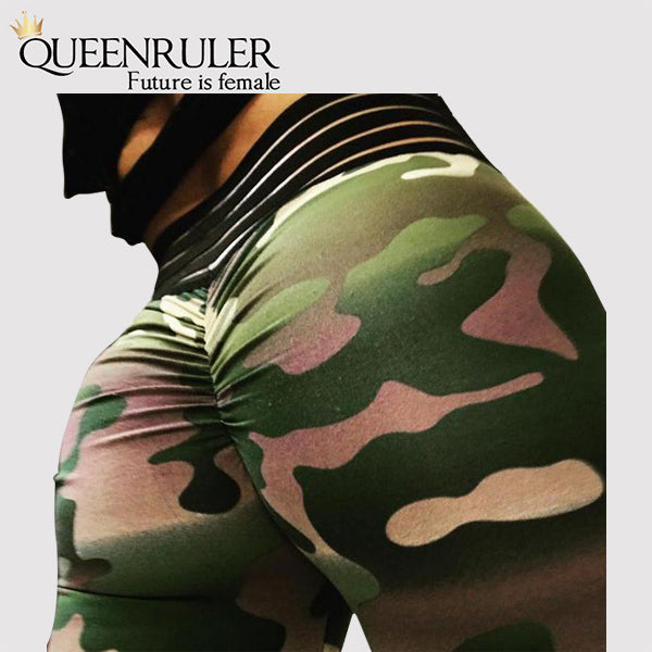High Waist Camo Sweatpants (Green) - Queenruler