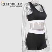 Womens Running Shorts And Vest Set (Black) - Queenruler
