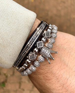 Handmade 3pcs luxury Crown Zircon Bracelet set