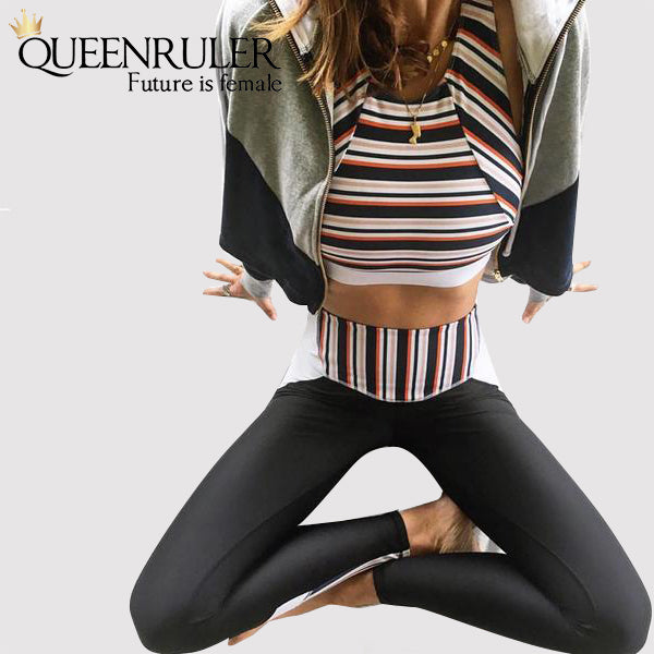 Two Piece Stripe Sports Wear - Queenruler
