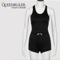 Racer Back Yoga Set (Black) - Queenruler