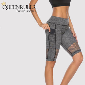 Yoga Shorts With Pocket (Grey A) - Queenruler