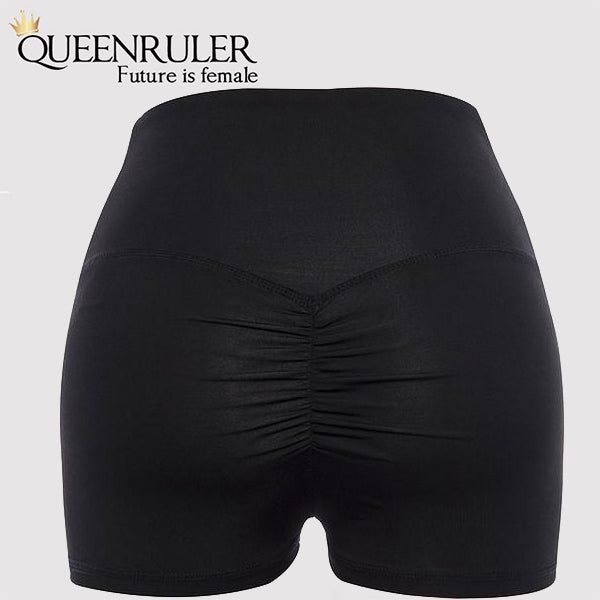 High Waist Push Up Shorts (Black) - Queenruler