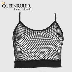 Sexy women Mesh Sports Bra (Black) - Queenruler