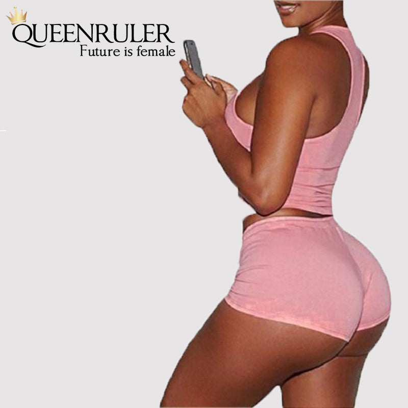 Sleeveless Quick Dry Yoga Set (Pink) - Queenruler