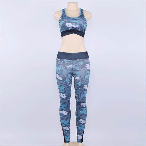 Ocean blue camouflage Yoga Set - Queenruler