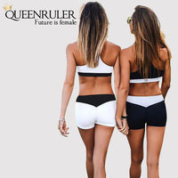 Womens Running Shorts And Vest Set (Black) - Queenruler