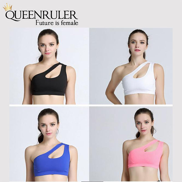Sexy One Shoulder Sports Bra (Blue) - Queenruler