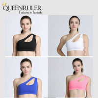 Sexy One Shoulder Sports Bra (Blue) - Queenruler