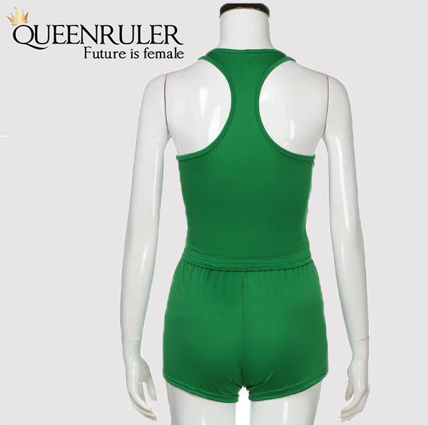 Sleeveless Quick Dry Yoga Set (Green) - Queenruler