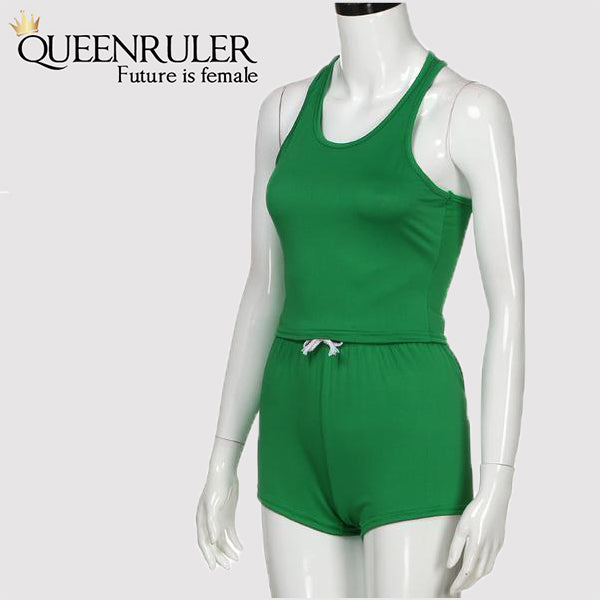 Sleeveless Quick Dry Yoga Set (Green) - Queenruler