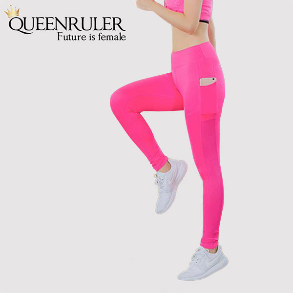 Athletic Leggings With Pocket (Rose Red) - Queenruler