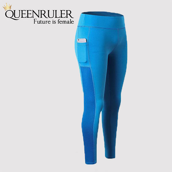 Athletic Leggings With Pocket (Blue) - Queenruler