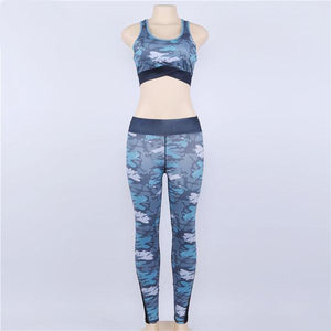Ocean blue camouflage Yoga Set - Queenruler
