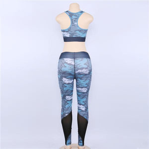 Ocean blue camouflage Yoga Set - Queenruler