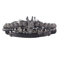 Handmade 3pcs luxury Crown Zircon Bracelet set