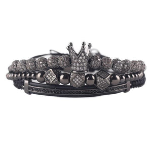 Handmade 3pcs luxury Crown Zircon Bracelet set