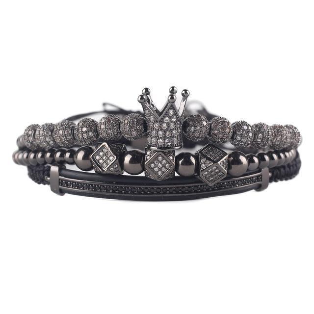 Handmade 3pcs luxury Crown Zircon Bracelet set
