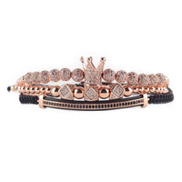 Handmade 3pcs luxury Crown Zircon Bracelet set