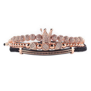 Handmade 3pcs luxury Crown Zircon Bracelet set