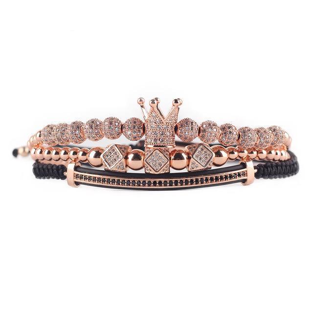 Handmade 3pcs luxury Crown Zircon Bracelet set