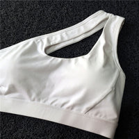Sexy One Shoulder Sports Bra (White) - Queenruler