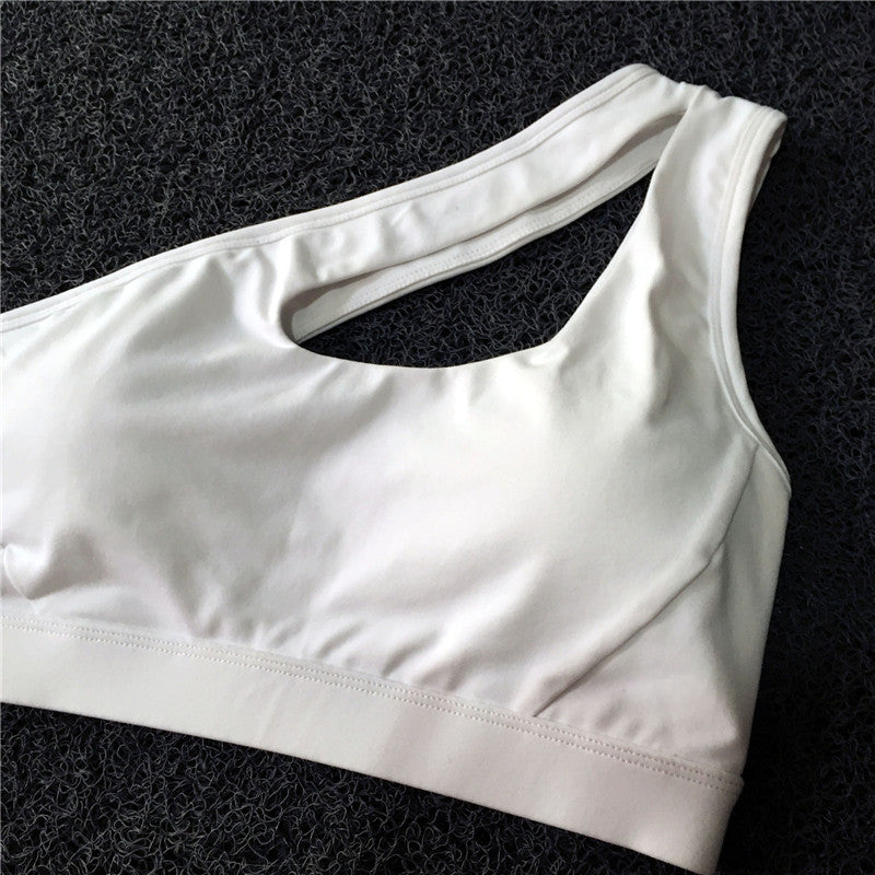 Sexy One Shoulder Sports Bra (White) - Queenruler