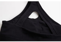Sexy One Shoulder Sports Bra (Black) - Queenruler