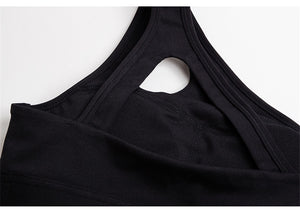 Sexy One Shoulder Sports Bra (Black) - Queenruler