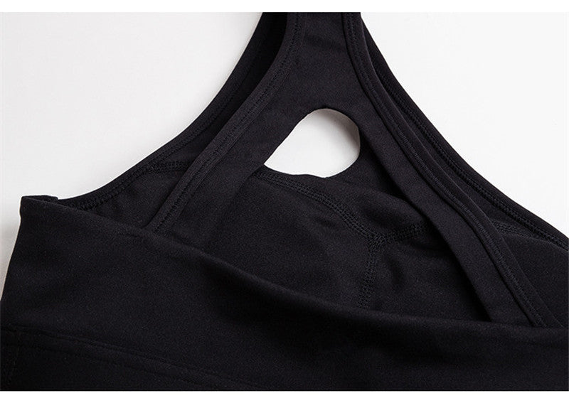 Sexy One Shoulder Sports Bra (Black) - Queenruler