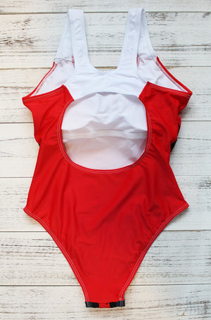 One Piece Fashion Swimsuit (Red) - Queenruler