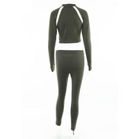 Athletic Long Sleeve Turtleneck Set (Green) - Queenruler