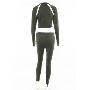 Athletic Long Sleeve Turtleneck Set (Green) - Queenruler