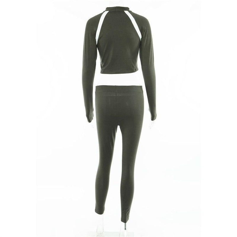 Athletic Long Sleeve Turtleneck Set (Green) - Queenruler