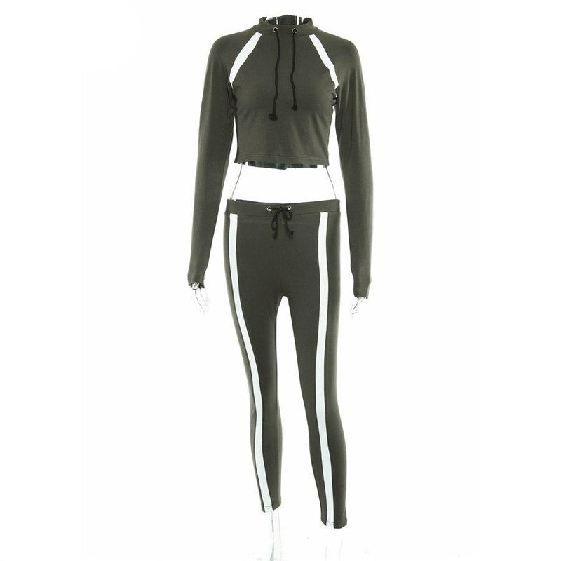 Athletic Long Sleeve Turtleneck Set (Green) - Queenruler
