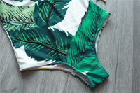 Sexy Leaf Print Swimsuit - Queenruler